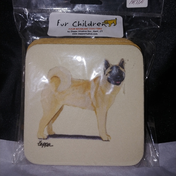 Set of 4 Coasters - Akita Picture - NWOT - Picture 1 of 5